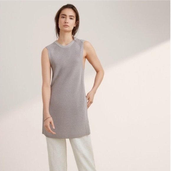 Aritzia Wilfred Palmier Sweater Sleeveless Crew Neck Sweater Tunic Light Gray - Picture 2 of 14